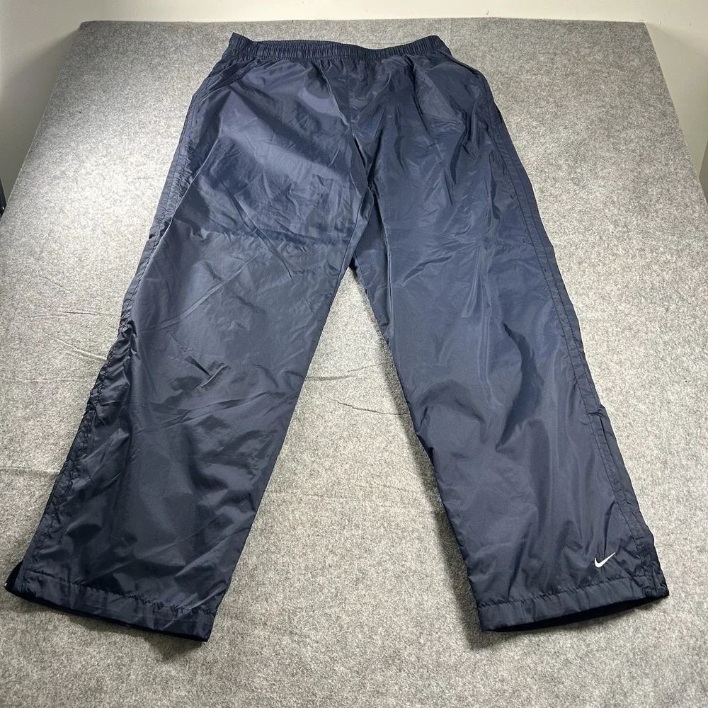 Nike Track Pants Mens XL VTG 90s Y2K Blue Embroidery Ankle Zip Activewear